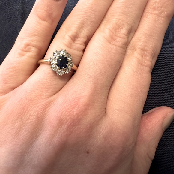 ‼️SALE‼️Authentic Antique Sapphire & Diamond Ring, Platinum & 18K Gold - Picture 4 of 13